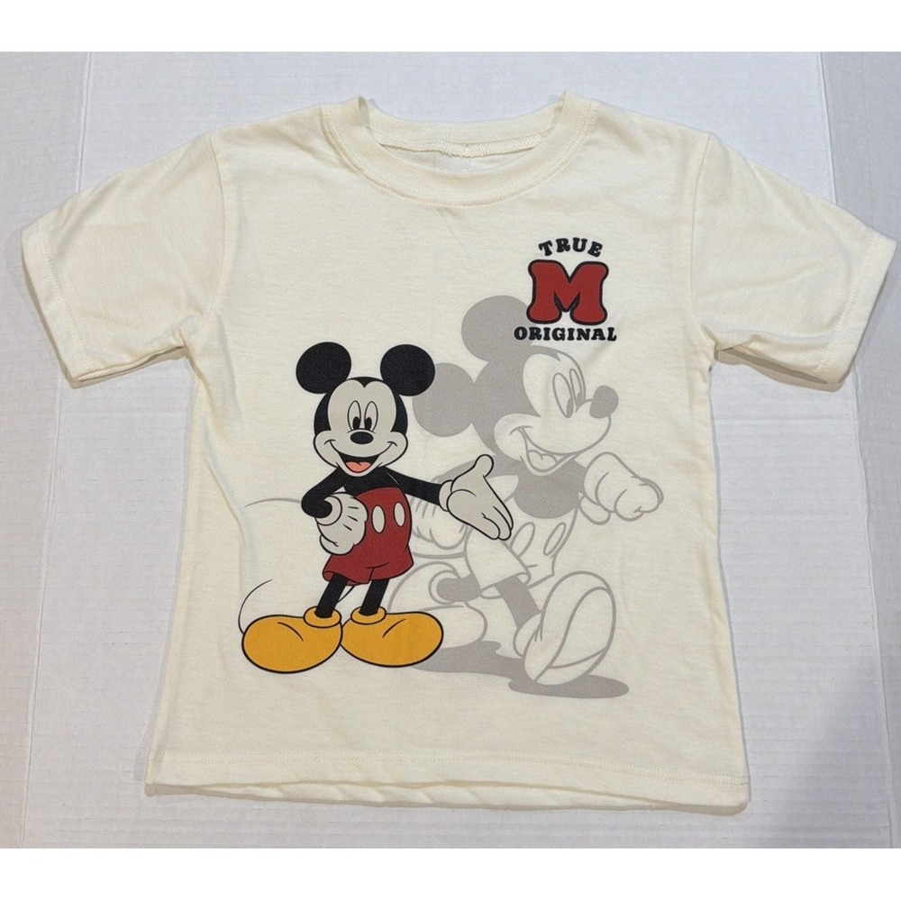 Mickey Mouse T-Shirt Kids Boy's 4 Ivory Disney Cotton Tee